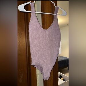 Purple low neck body suit